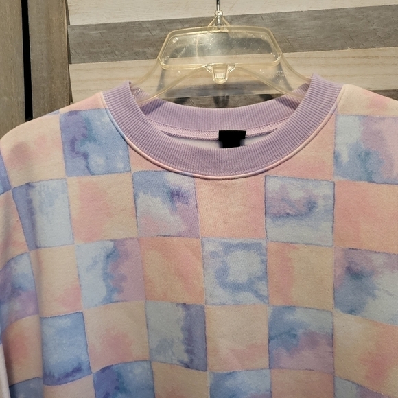 Blue checkered print fleece oversized sweatshirt & sweatpants | Wild Fab… - Picture 9 of 16